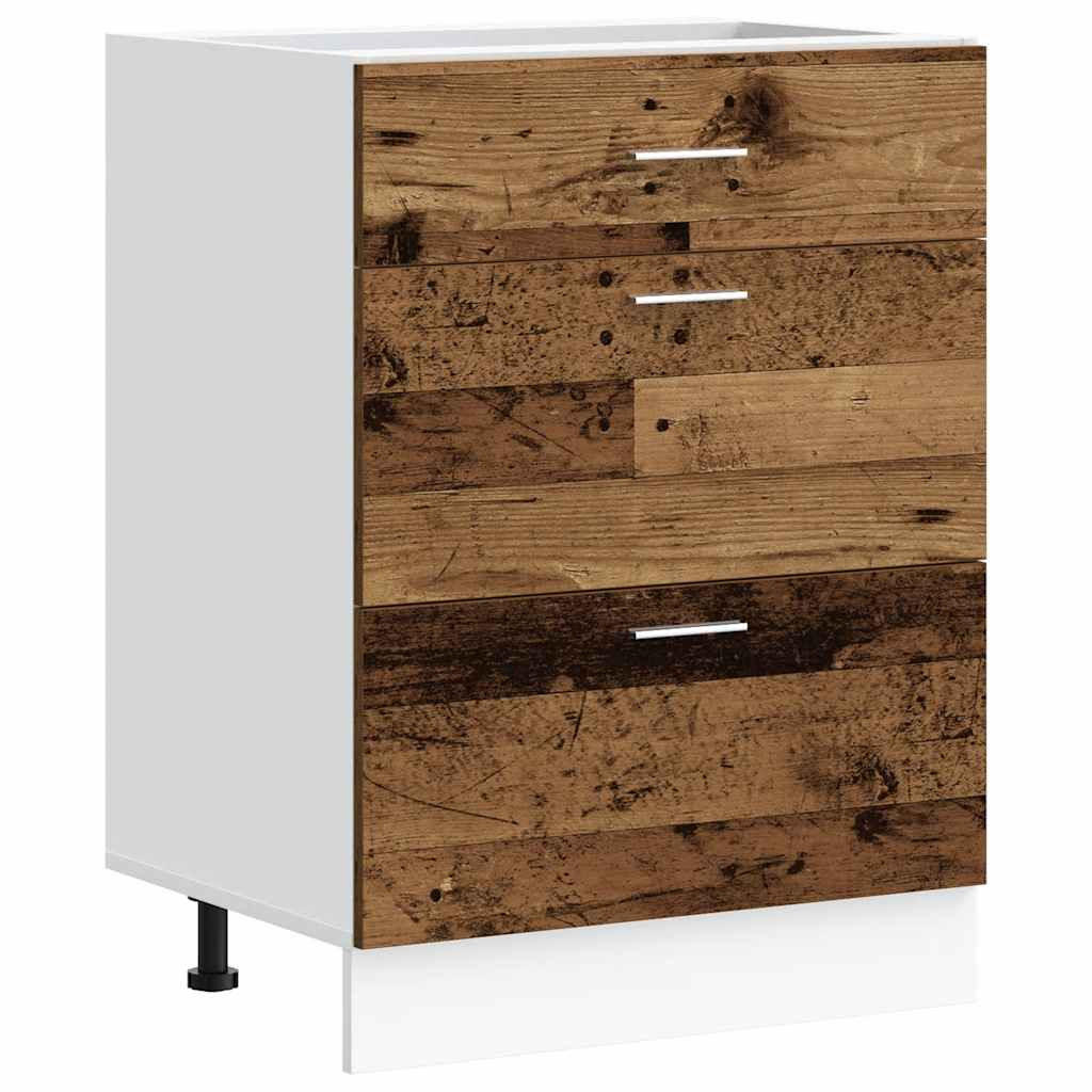 KÜCHENUNTERSCHRANK Lyon Altholz-Optik Holzwerkstoff - Braun, Holzwerkstoff (46/81.5/60cm) - vidaXL