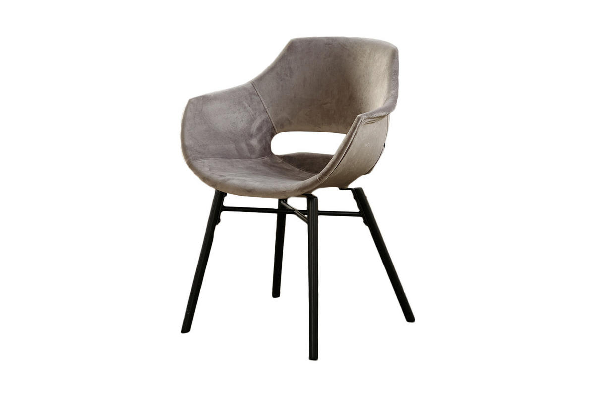 STUHL ZAJA Grau Velvet - Grau, Textil (57/82/59cm) - KAWOLA