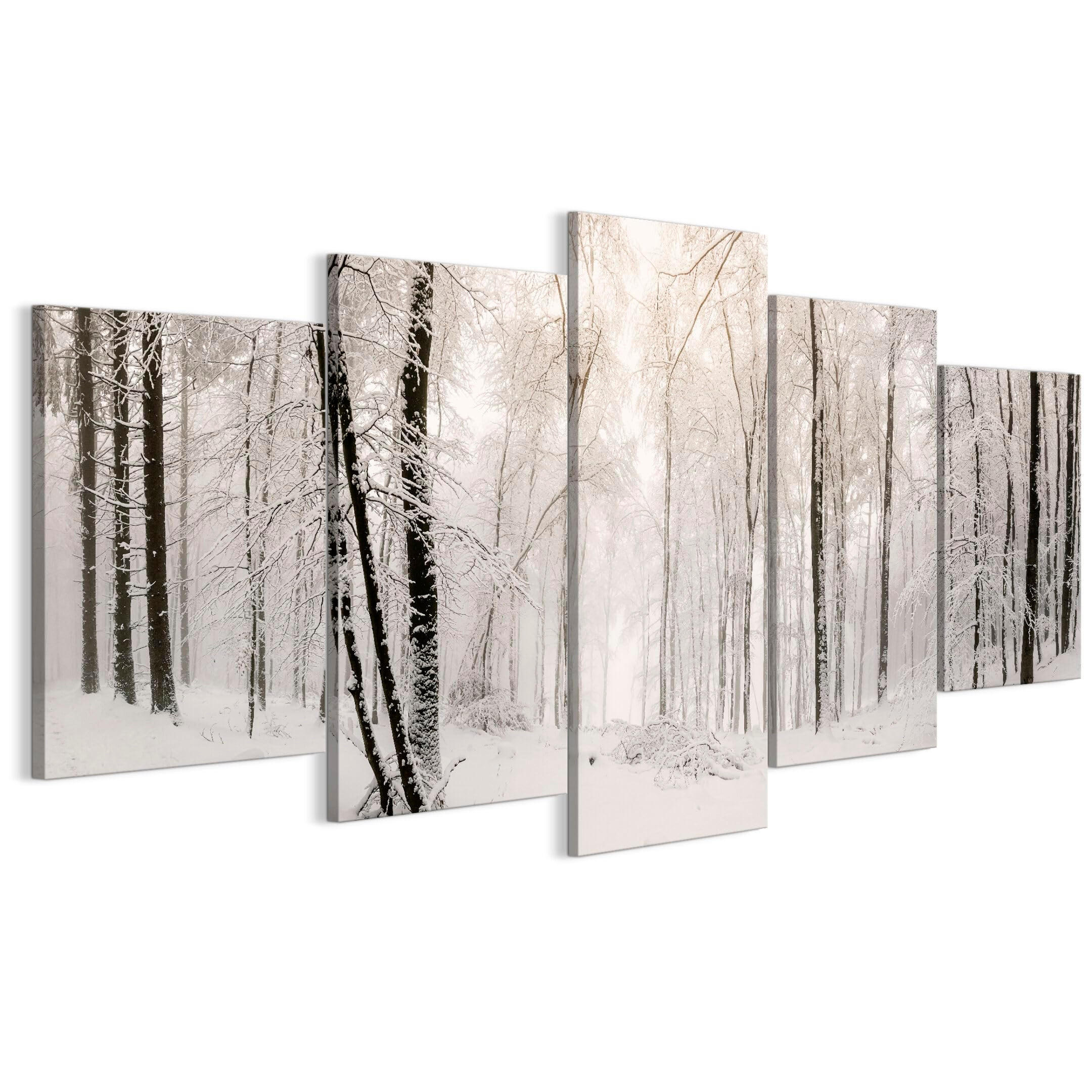LEINWANDBILD Winter 5-tlg. 150x75 cm - Weiß, Holz (150/75cm) - LUMASOUL