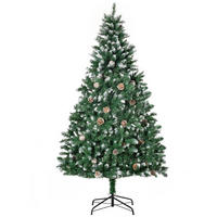 KÜNSTLICHER-WEIHNACHTSBAUM 180 cm Kieferbaum künstlich mit 59 Zapfen, Schnee - Grün, Kunststoff (180cm) - HOMCOM