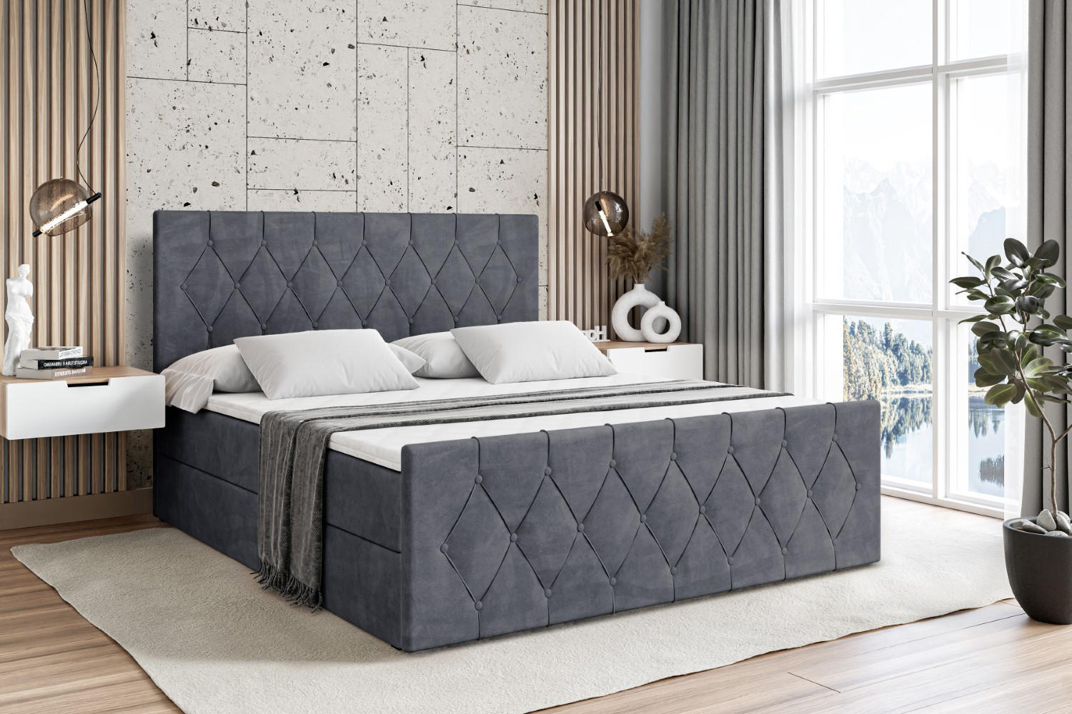 BOXBETT VELANTO-Z - 120 x 200 - H4 - Dunkelgrau - Dunkelgrau, Holzwerkstoff (120/200cm) - ALTDECOR