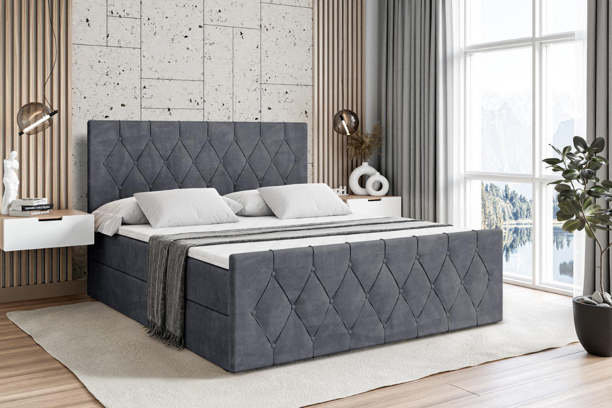 BOXBETT VELANTO-Z - 140 x 200 - H4 - Dunkelgrau - Dunkelgrau, Holzwerkstoff (140/200cm) - ALTDECOR