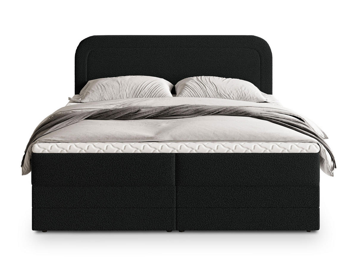 POSTEL BOXSPRING ARMEL 160x200 cm, s matrací a úložným prostorem, černá - černá, kompozitní dřevo/textil (160/200cm) - MASSENO