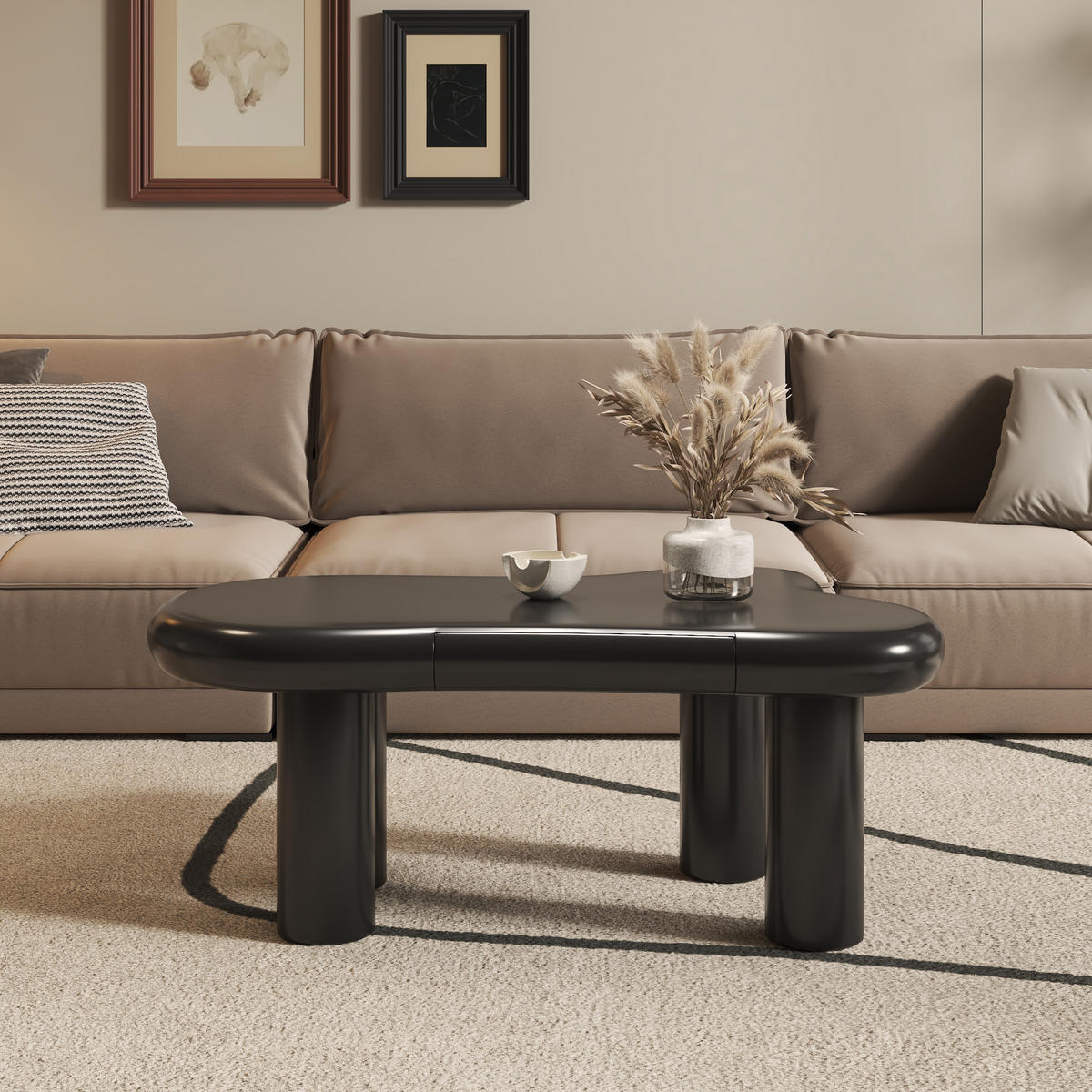 COUCHTISCH 98/65,5/40 cm schwarz mit Cloud-Form und 16-farbiger LED-Beleuchtung - Schwarz, Holzwerkstoff (98/65.5/40cm) - OKWISH