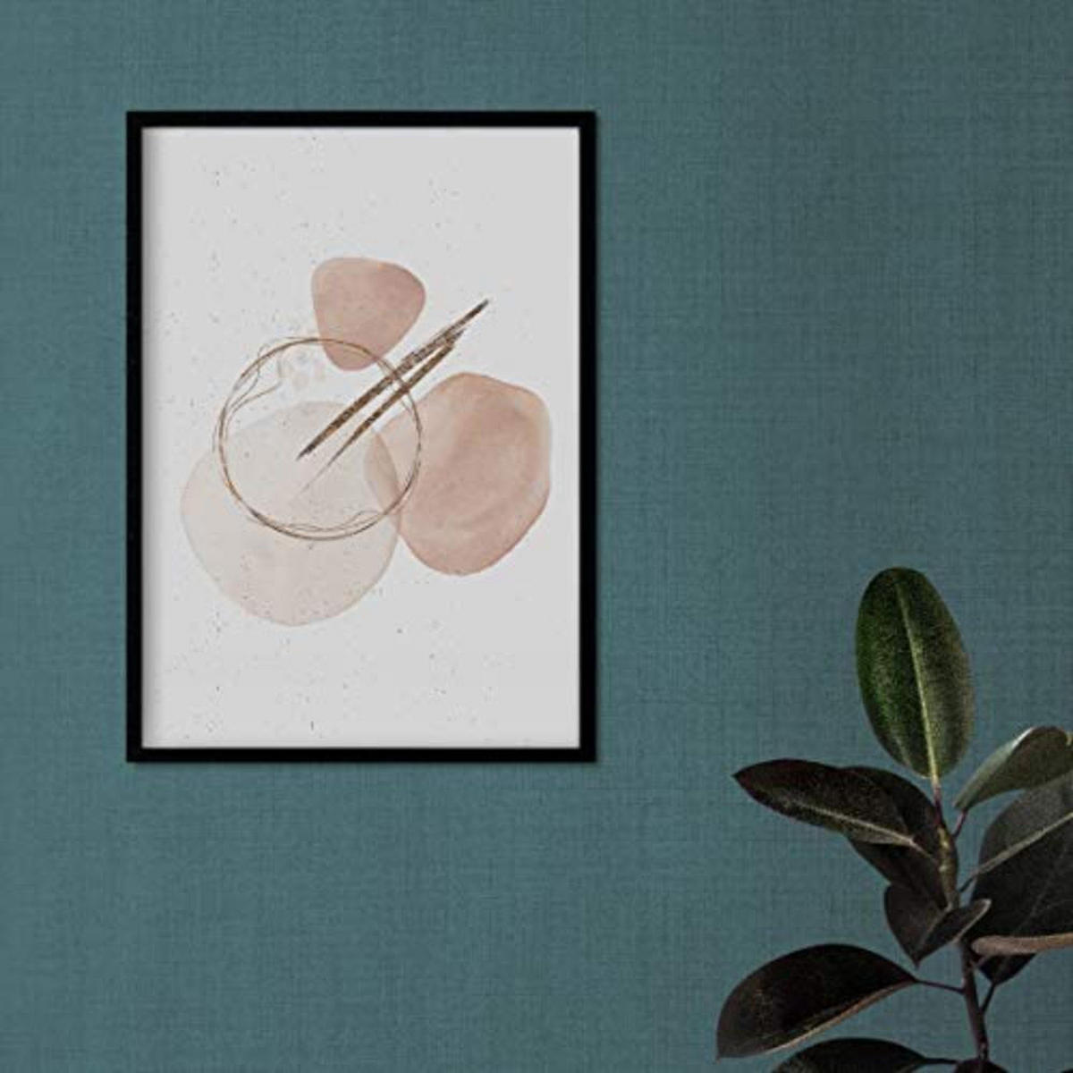 POSTER Set mit 4 Blätter und abstrakten Formen mit braunen Tönen A3 Schwarzer Rahmen - Schwarz, Papier (29.7/3cm) - Nacnic