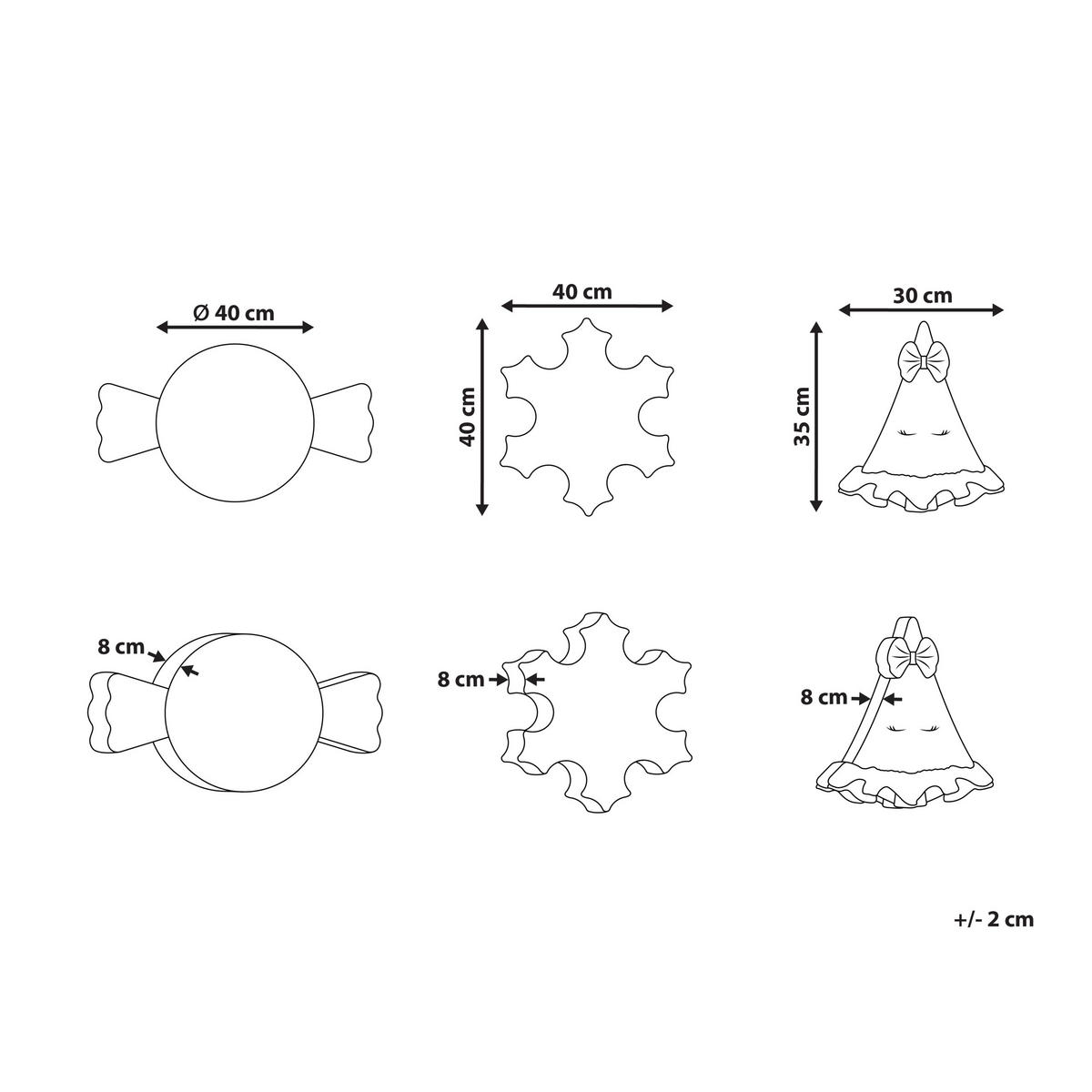 DEKOKISSEN 3er-Set Weiß 30/35 cm Noelnest - Rot/Weiß, Textil (40/40cm) - Beliani