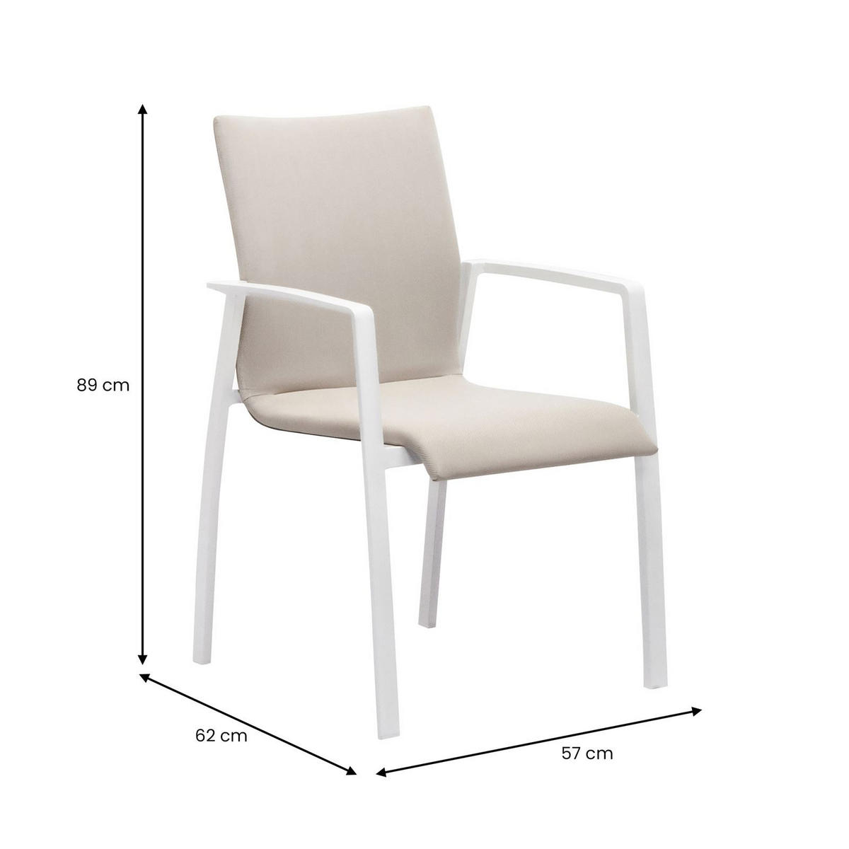 GARTENSTÜHLE VERANO 6ER-SET - Beige, Textil (57/89/62cm) - IDIMEX