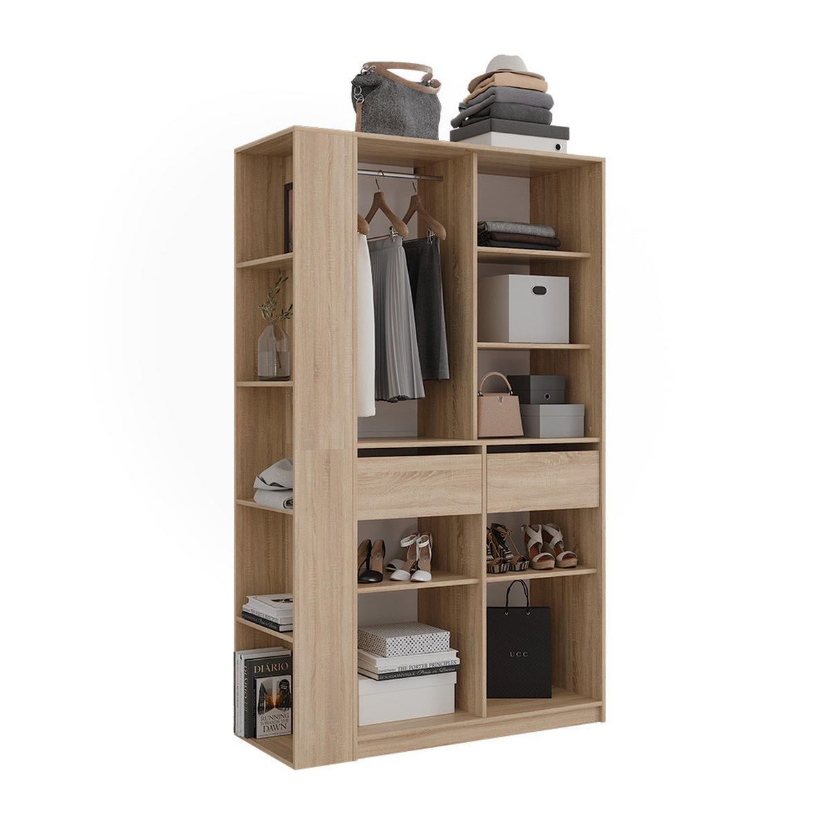 ŠATNÍKOVÁ SKRIŇA Elmo Sonoma 50 x 200 cm Sada 2 ks - dub sonoma, kompozitné drevo (150/200/20cm) - Vicco