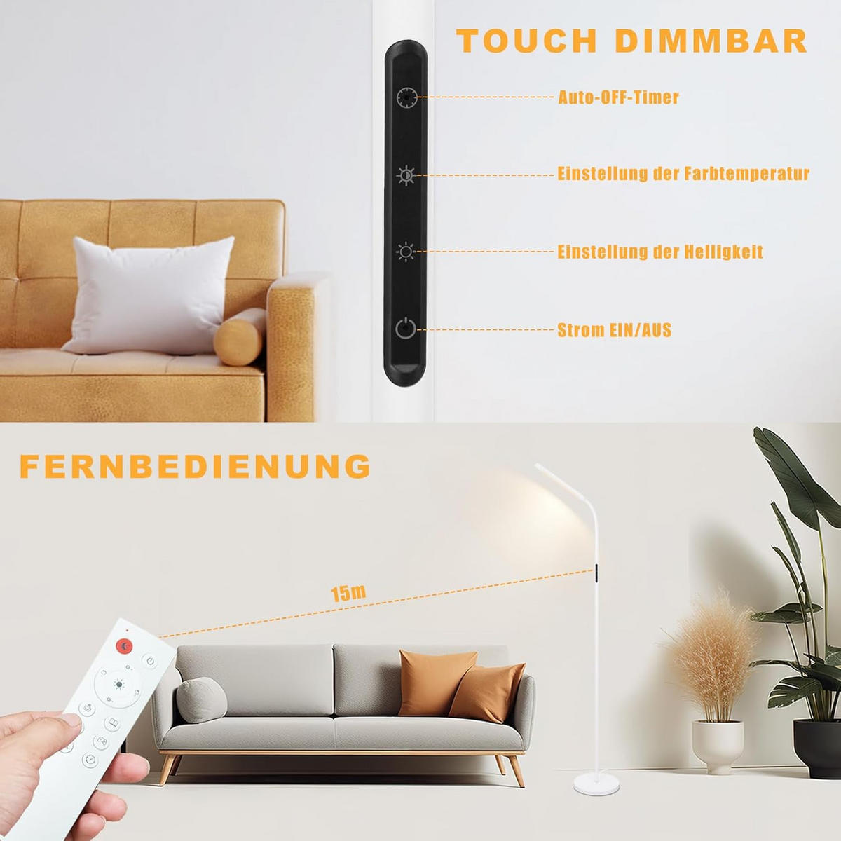 STEHLAMPE Flamar 6.0/137.1/6.0 cm - Weiß, Metall (6/6/137.1cm) - ZMH