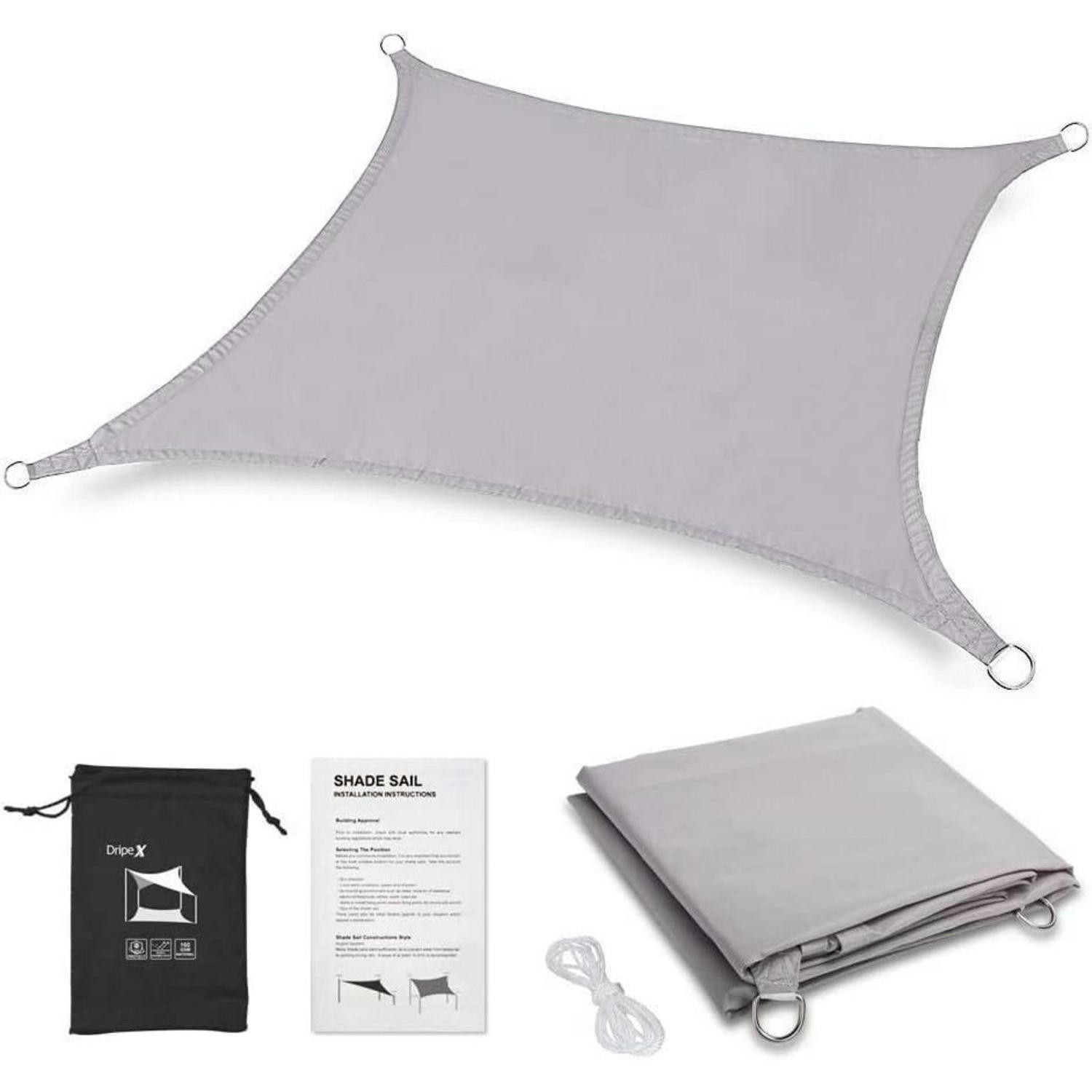 SONNENSEGEL Set wasserdicht 4 x 6 m Grau - Grau, Textil (100/100cm)