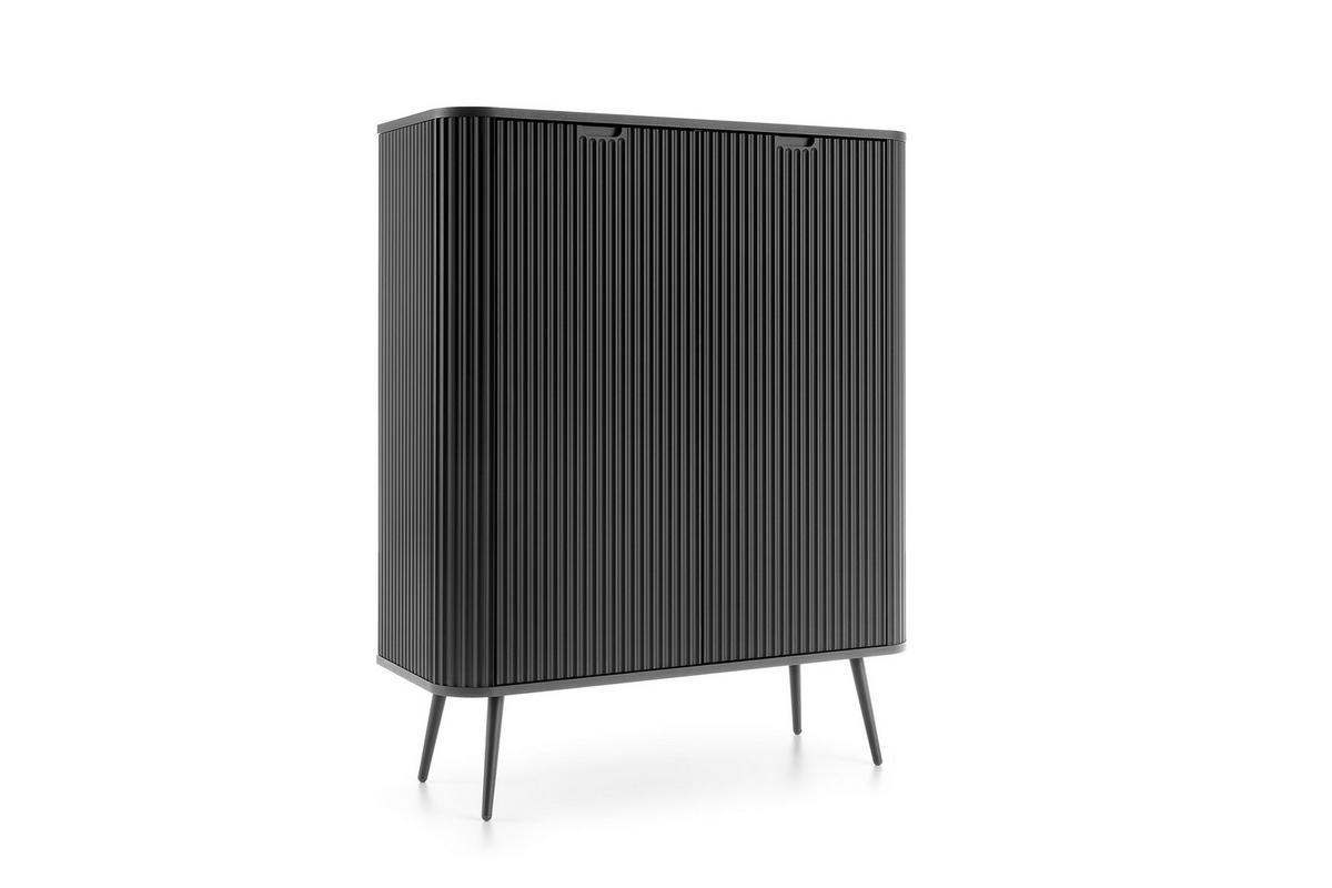 KOMMODE ZOVA - K-103, mit 6-Regalen, Metallfüße 103x39x129 cm SCHWARZ - Creme/Schwarz, Holzwerkstoff/Kunststoff (103/129/39cm) - DomoHome