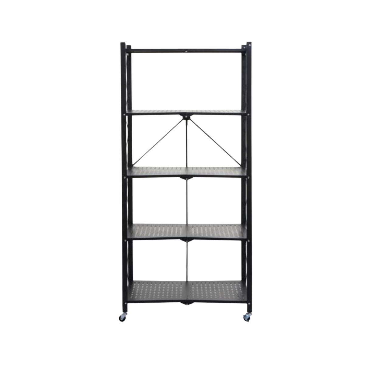 KLAPPREGAL auf Rollen 5 Fachböden Belastbarkeit 250kg 167x72x34 cm Schwarz - Schwarz, Metall (72/167/34cm) - PROREGAL