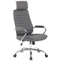 CHEFSESSEL Echtleder Grau - Chromfarben/Grau, Leder/Metall (59/117/57cm) - CLP