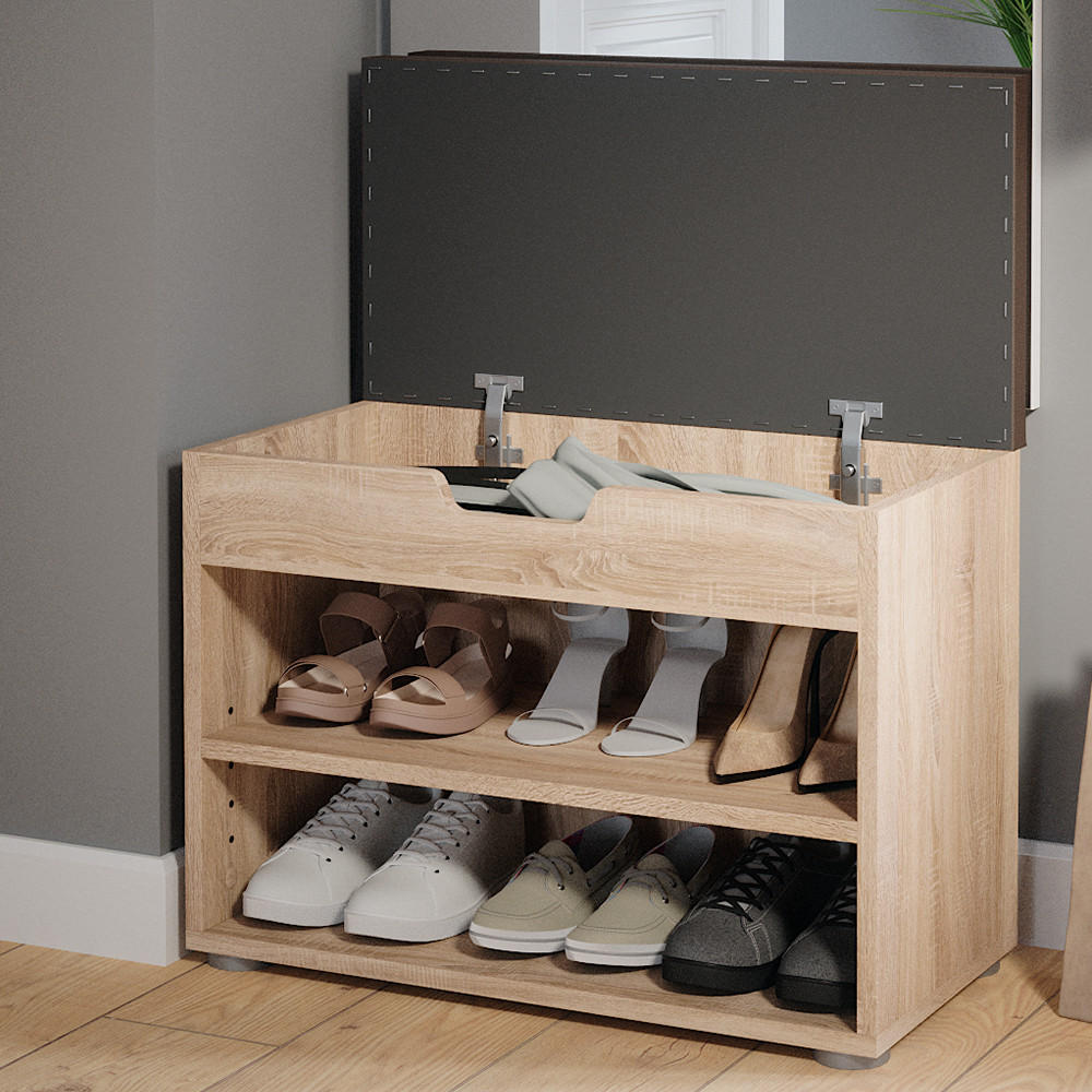 SCHUHBANK Rolfe Sonoma 60 x 45 cm - Sonoma Eiche, Holzwerkstoff (60/45/30cm) - Vicco