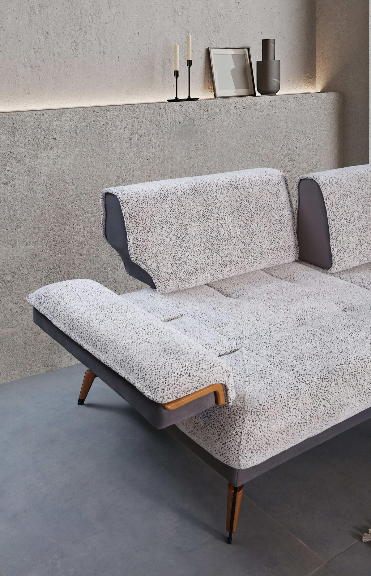 2-SITZER Sofa CARMEN, Grau - Grau, Leder/Textil (190/88/103cm)