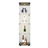 GLASVITRINE LED Schwarz mit 1 Tür und 4 Einlegeböden mit Schloss - Schwarz, Glas (36.5/164/42.5cm) - BPKADHY
