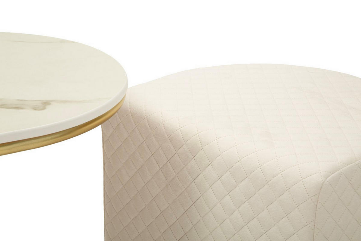 COUCHTISCHE IM 3ER-SET Relax, weiß und goldfarben, Kiefernholz, MDF, Polyester und Metall - Goldfarben/Weiß, Holz/Holzwerkstoff (45/79/44cm) - Mauro Ferretti