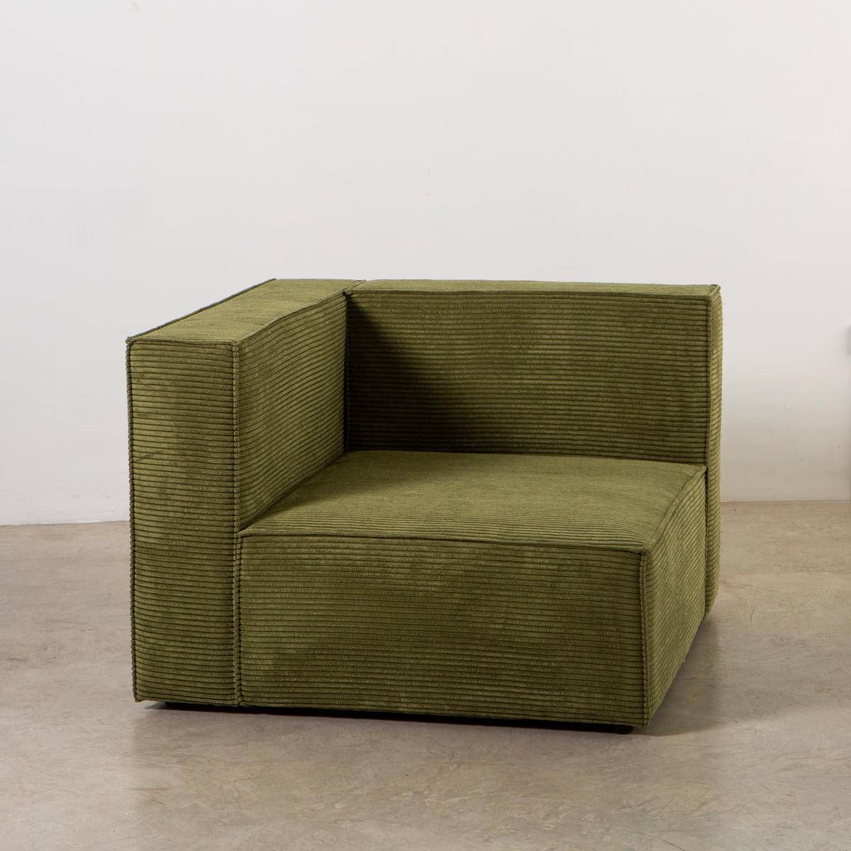 3-SITZER-SOFA Chaiselongue bezogen grünem Kord-nicht modular-Samt HARPER - Grün, Textil (100/65/280cm) - RNT By Really Nice Things