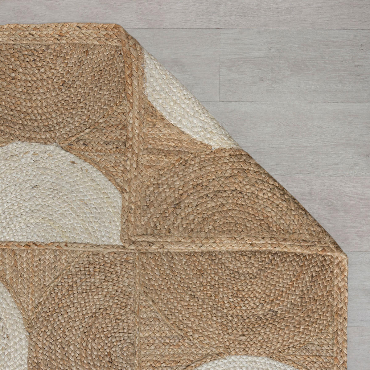 TEPPICH Jute Halbkreis Muster, Geometrisch, Wohnzimmer Natur Rechteckig 200x290 - Beige, Textil (200/290cm) - KADIMA DESIGN