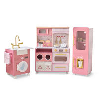 KINDERKUCHE 3-teilige modulare Holz, 89cm, Rosa - Pink, Holzwerkstoff (142/28/89cm) - Teamson Kids