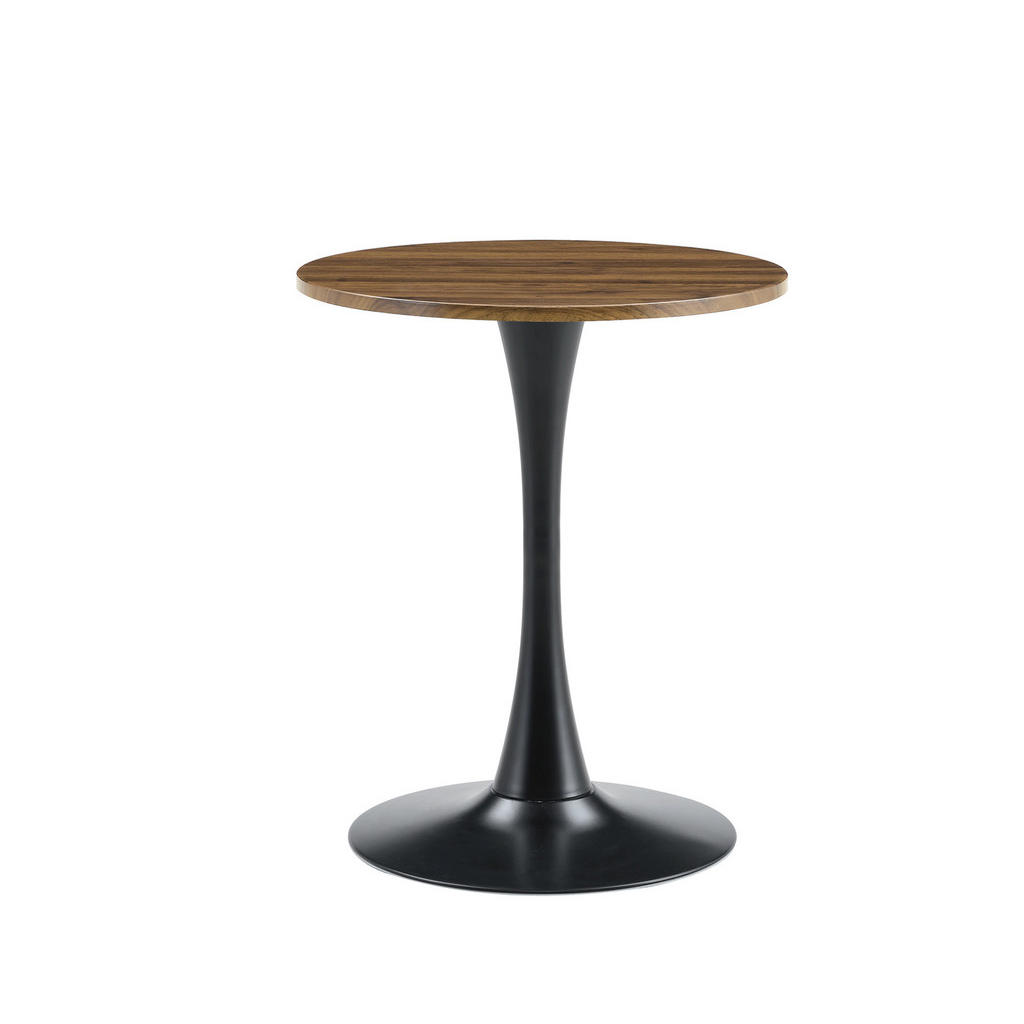 Modfu ODKLÁDACÍ stolek z MDF a kovu 60x60x72 cm černá/ořechová kulatý s termoformovanou deskou a stabilní podnoží