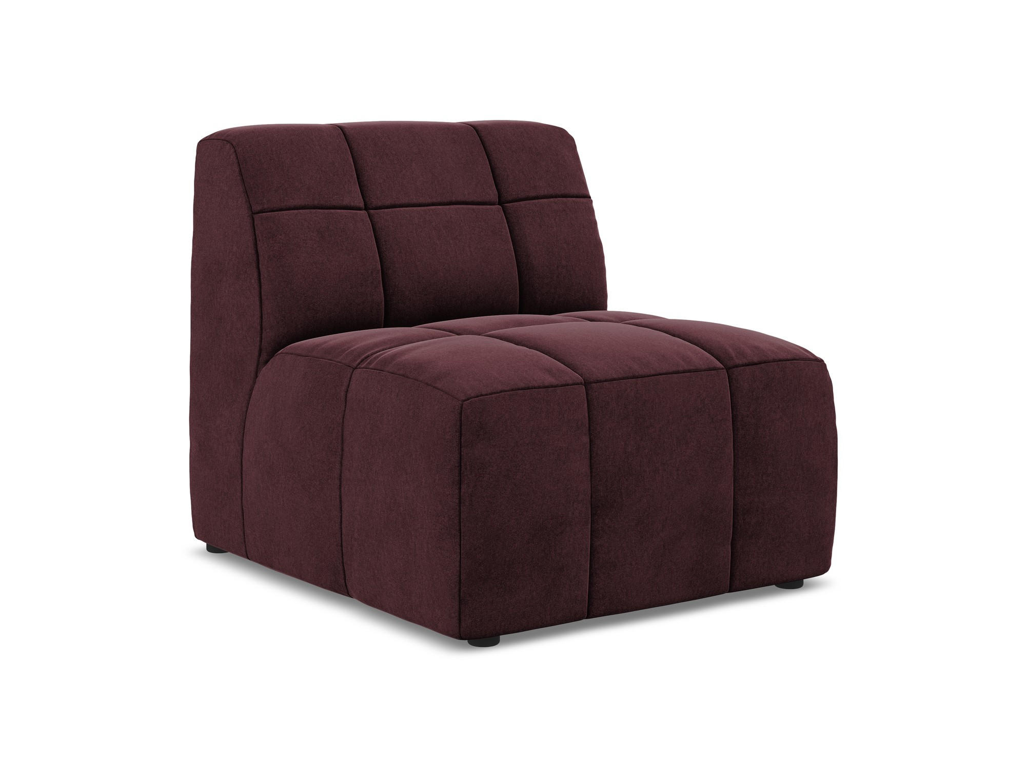 SOFAELEMENT Samt Stoff Rot - Weinrot/Schwarz, Holzwerkstoff/Kunststoff (75/77/90cm) - Makamii