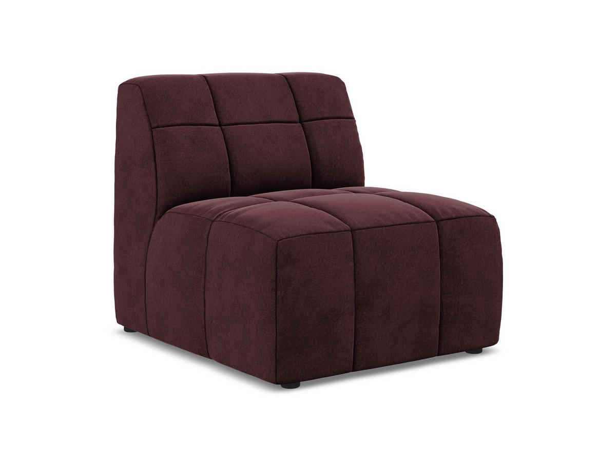 SOFAELEMENT Samt Stoff Rot - Weinrot/Schwarz, Holzwerkstoff/Kunststoff (75/77/90cm) - Makamii