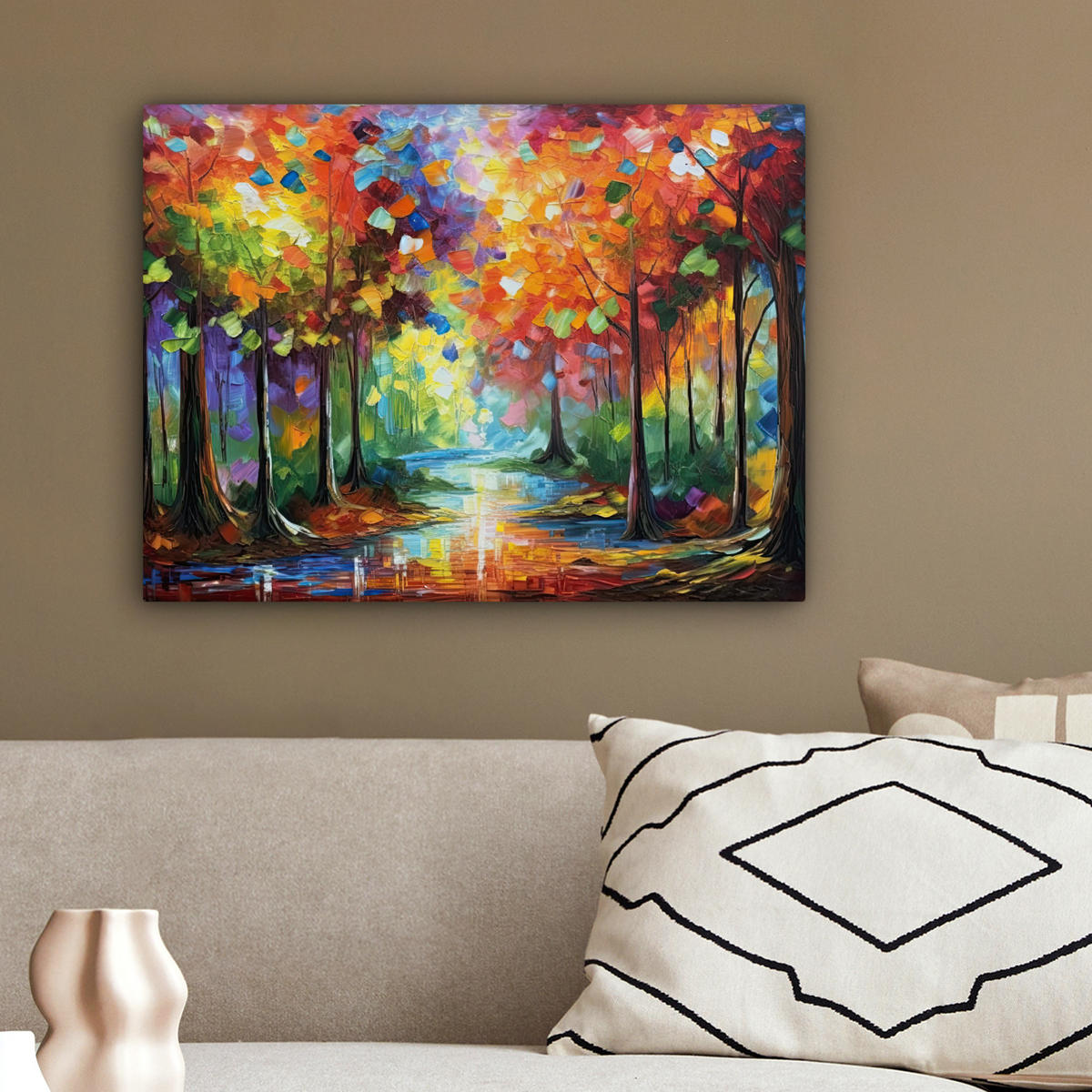 LEINWANDBILD Landschaft - Wald - Farben - Natur 40x30 cm - Multicolor, Textil (40/30cm) - MuchoWow