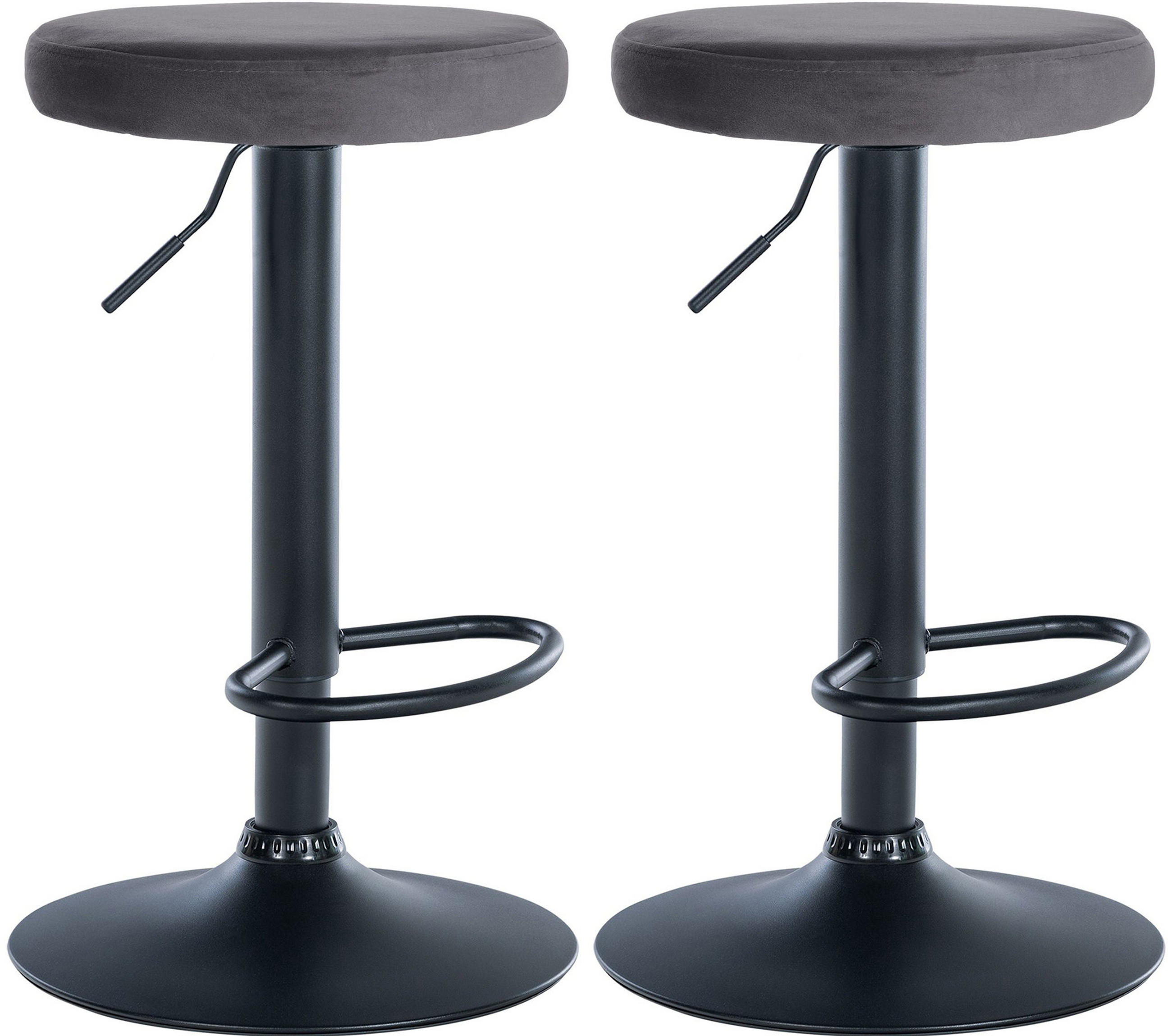 BARHOCKER 2er Set Pontius Samt schwarz dunkelgrau - Dunkelgrau/Schwarz, Textil/Metall (38.5/81/38.5cm) - TPFLiving