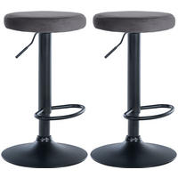 BARHOCKER 2er Set Pontius Samt schwarz dunkelgrau - Dunkelgrau/Schwarz, Textil/Metall (38.5/81/38.5cm) - TPFLiving