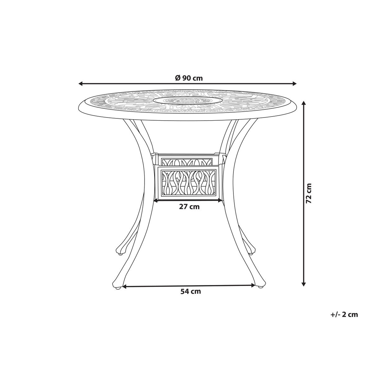 GARTENTISCH Metall Dunkelbraun Ancona - Braun, Metall (90/90/72cm) - Beliani