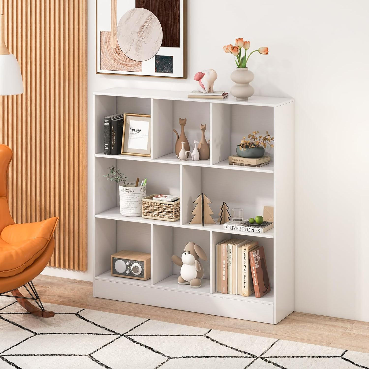 BÜCHERREGAL Weiß - Weiß, Holz (24/104/100cm) - COSTWAY