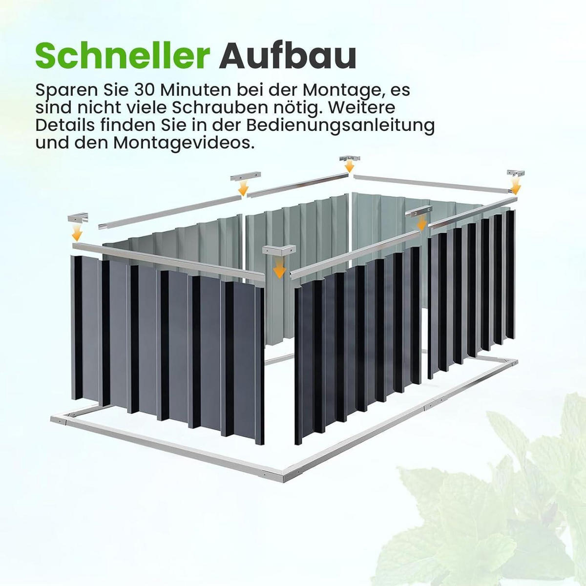 HOCHBEET verzinkter Stahl Grau 174 x 90 x 60 cm - Grau, Metall (91.4/61/172.7cm)