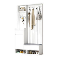 FLURGARDEROBE 35/100/180 cm mit Sitzbank, Stecktafel, Schublade und 4 Haken, Weiß - Weiß, Holzwerkstoff (100/180/35cm) - Redom