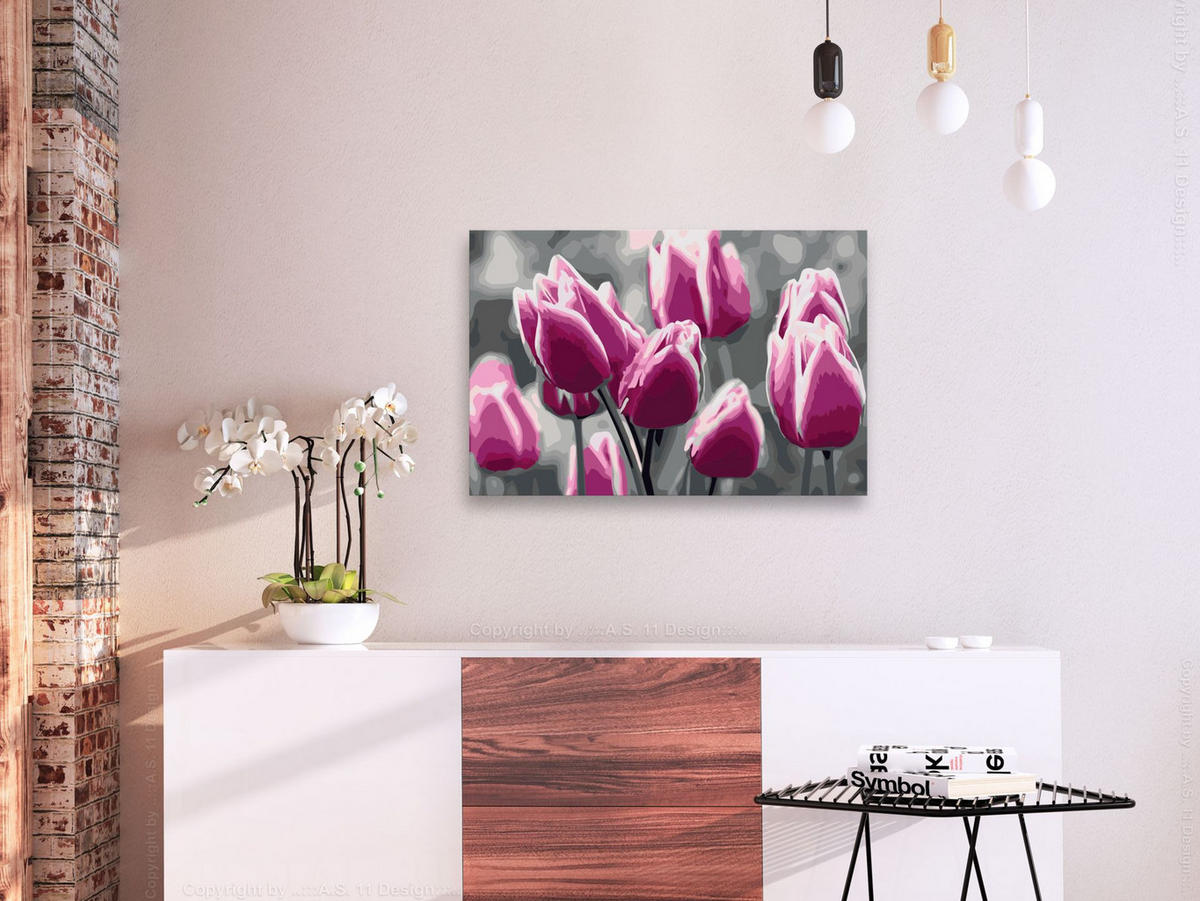 MALEN NACH ZAHLEN 50/40 cm - Pink/Grau, Textil (1.4/40cm) - KUNSTLOFT