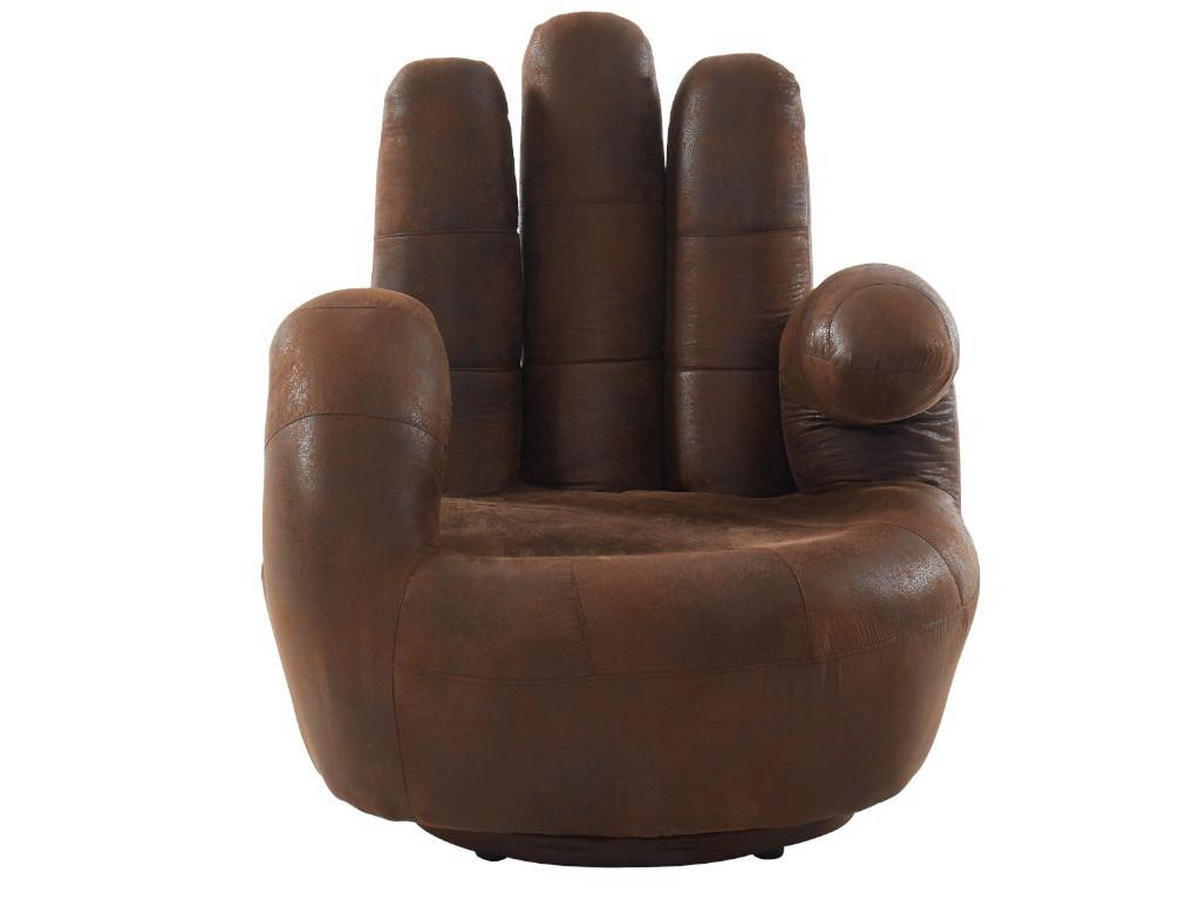 FINGERSESSEL drehbar - Microfaser - Vintage Look - CATCHY - Braun, Textil (78/89/82cm) - Vente-Unique