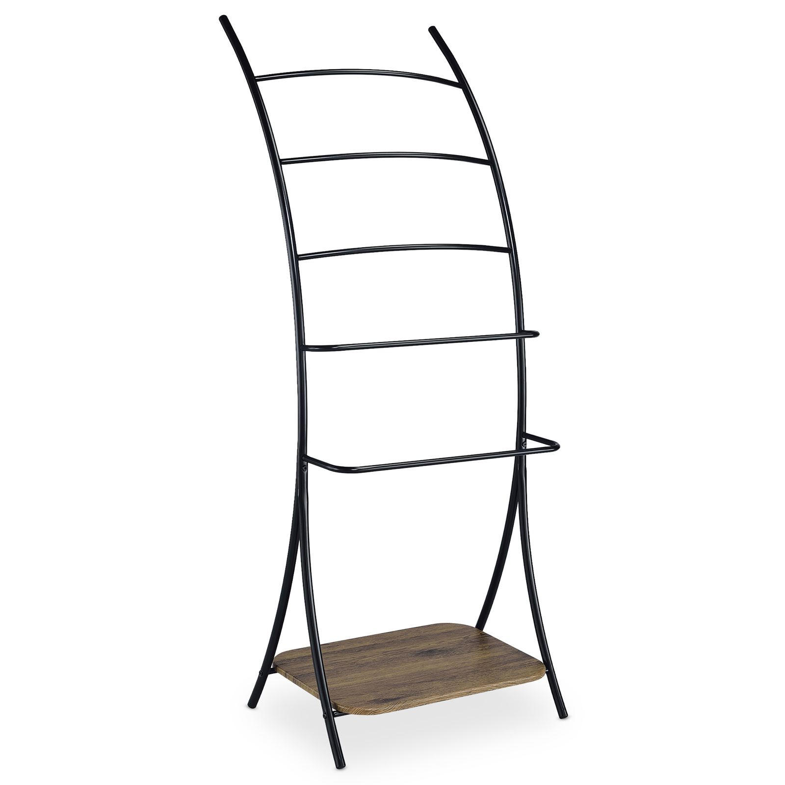 HANDTUCHHALTER EDY schwarz/Wildeiche - Wildeiche/Schwarz, Holzwerkstoff/Metall (55/150/45cm) - IDIMEX