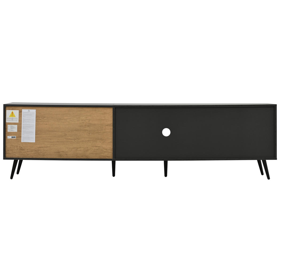 TV-SCHRANK aus MDF 200x40x55,5 cm Grau/Braun mit Kabelmanagement und Changhong-Glastür - Grau, Holzwerkstoff (200/55.5/40cm) - Modfu