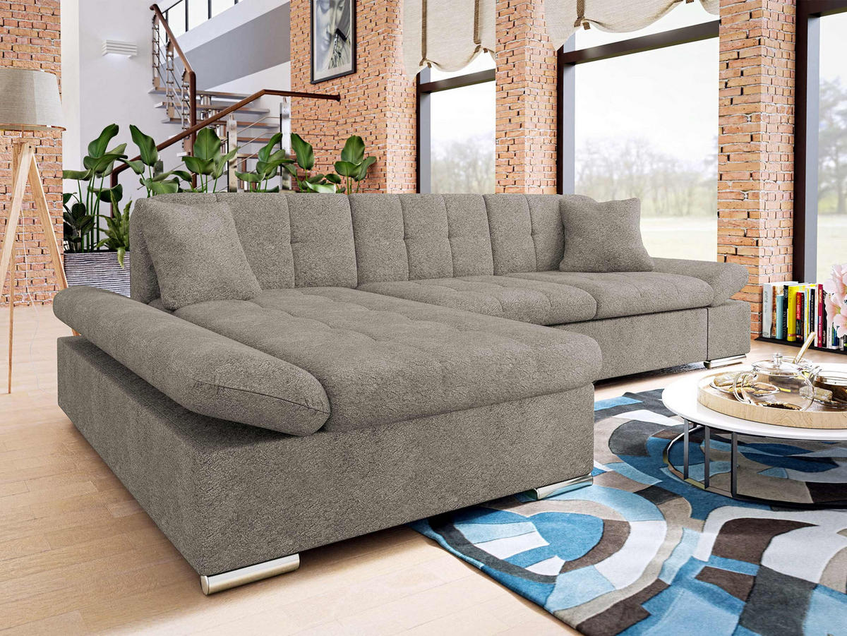 ECKSOFA Malwi, Seite: Links - Hellbraun, Holz/Textil (278/161cm) - MIRJAN24
