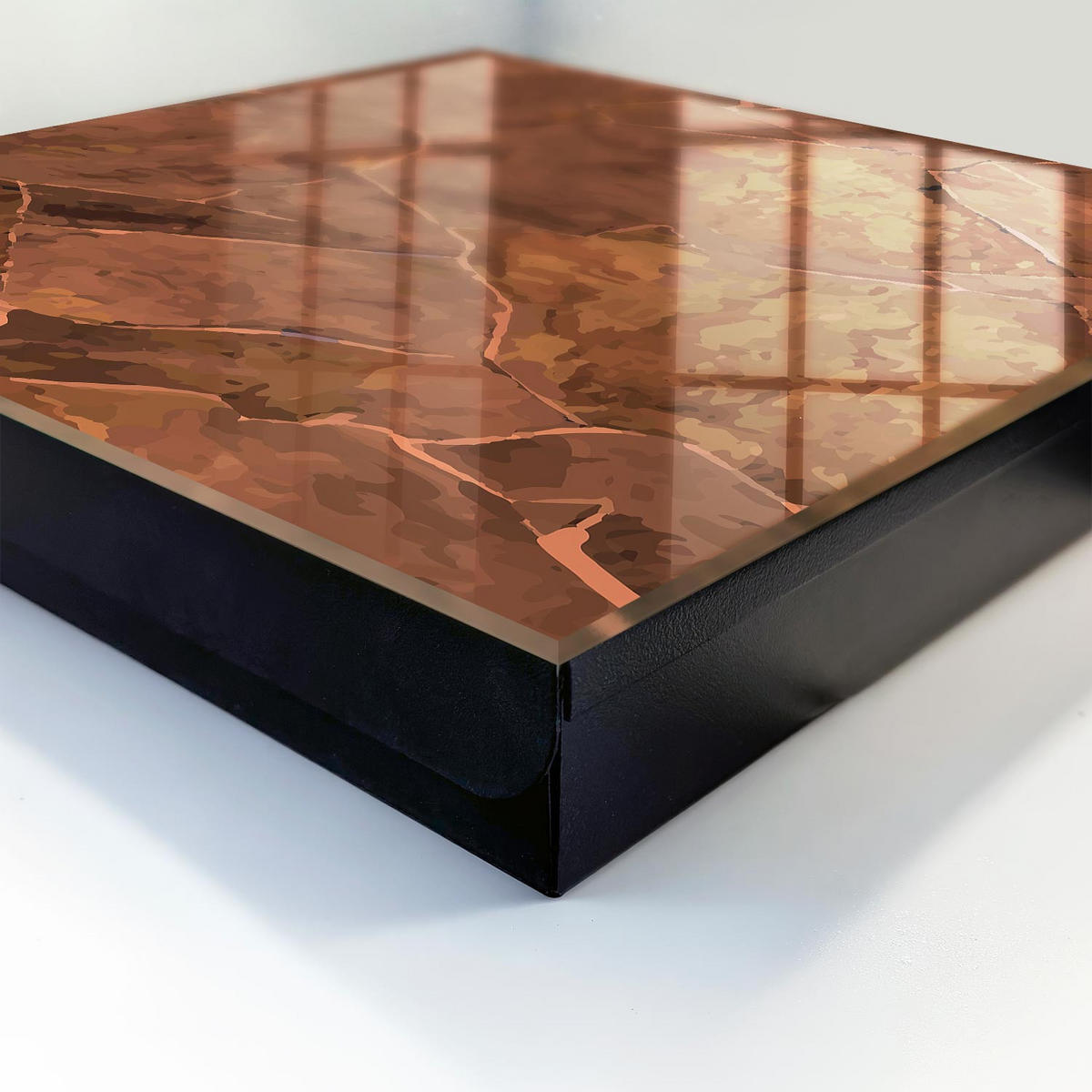 SCHLÜSSELBOX Schwarz 30x30 cm- Türöffnung nach rechts - Steintextur - Braun, Metall (30/30/5cm) - TULUP