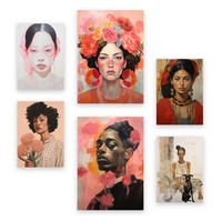 POSTER Set Mit 6 Porträtmodelle In Vielseitiger Stil A3 & A4 Rahmenlos - Klar, Papier (29/3cm) - Nacnic