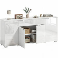 SIDEBOARD Weiß Hochglanz, 4 Türen, 180/40/80 cm - Weiß Hochglanz, Holz (180/80/40cm) - PANGIVO