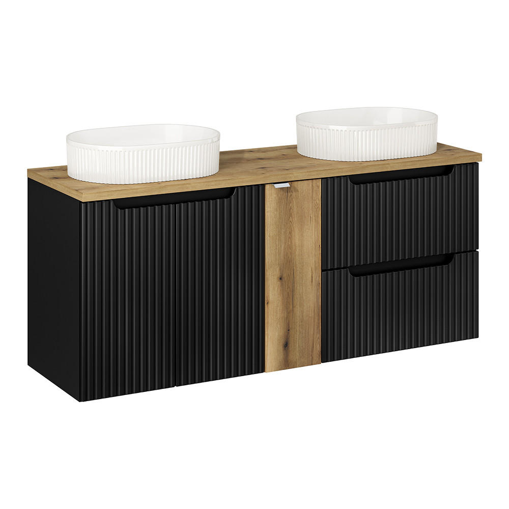 Lomado Doppelwaschtisch Schwarz 140x71x40 cm