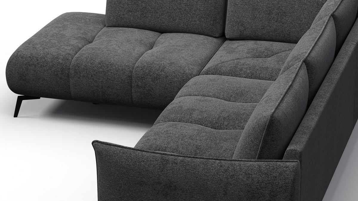 ECKSOFA AERA 5-Sitzer links, dunkelgrau - Dunkelgrau/Schwarz, Holz/Textil (268/206cm) - Courtois Laville