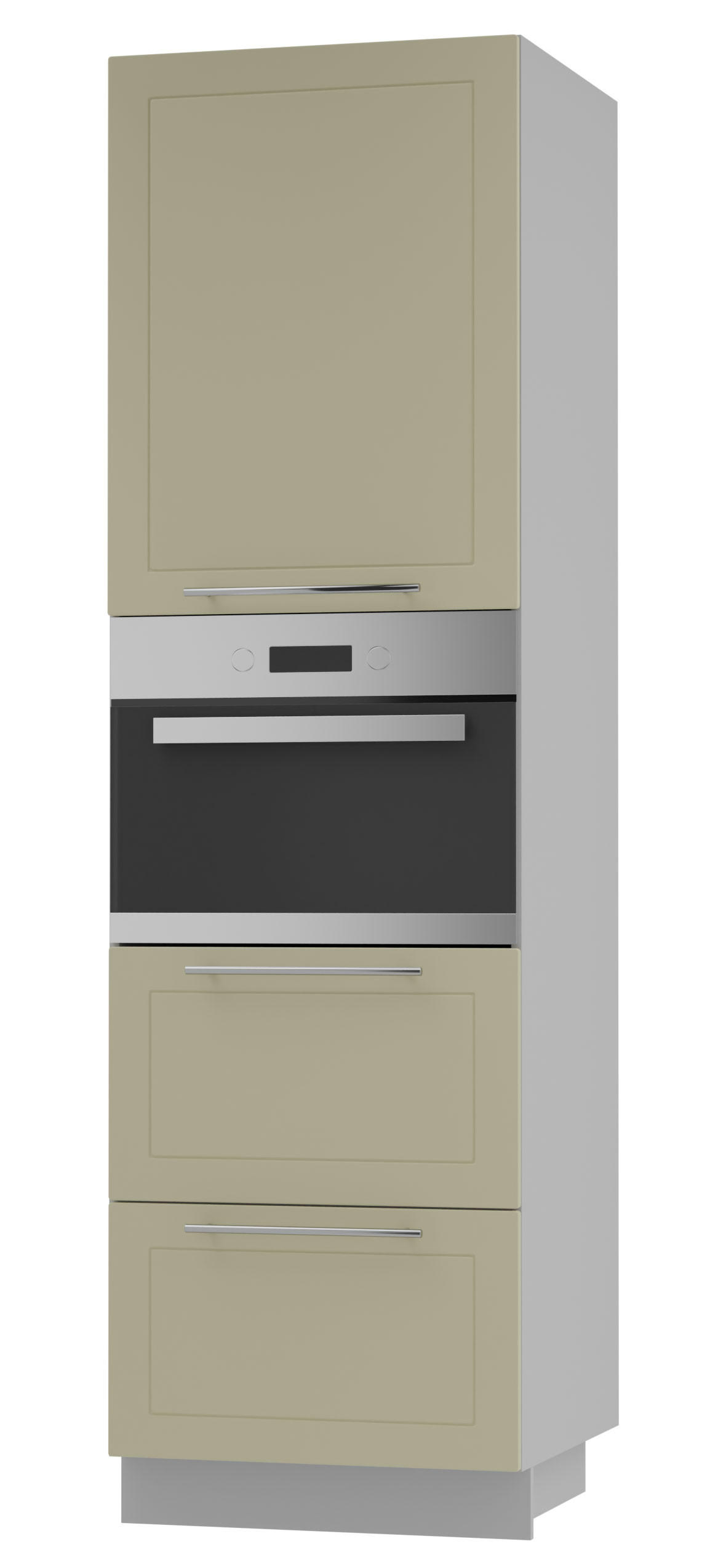 BACKOFENHOCHSCHRANK Kvantum D14/RU/2M/356 Weiß Matt / Grau Matt 60 / 59 / 207cm - Creme/Grau, Holz/Holzwerkstoff (60/207/59cm) - Feldmann-Wohnen