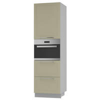 BACKOFENHOCHSCHRANK Kvantum D14/RU/2M/356 Weiß Matt / Grau Matt 60 / 59 / 207cm - Creme/Grau, Holz/Holzwerkstoff (60/207/59cm) - Feldmann-Wohnen