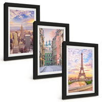 BILDER SET 3er Set - 20x30 cm Schwarzer Rahmen - Städte New York Paris Dämmerung - Schwarz, Kunststoff (20/30cm) - TULUP