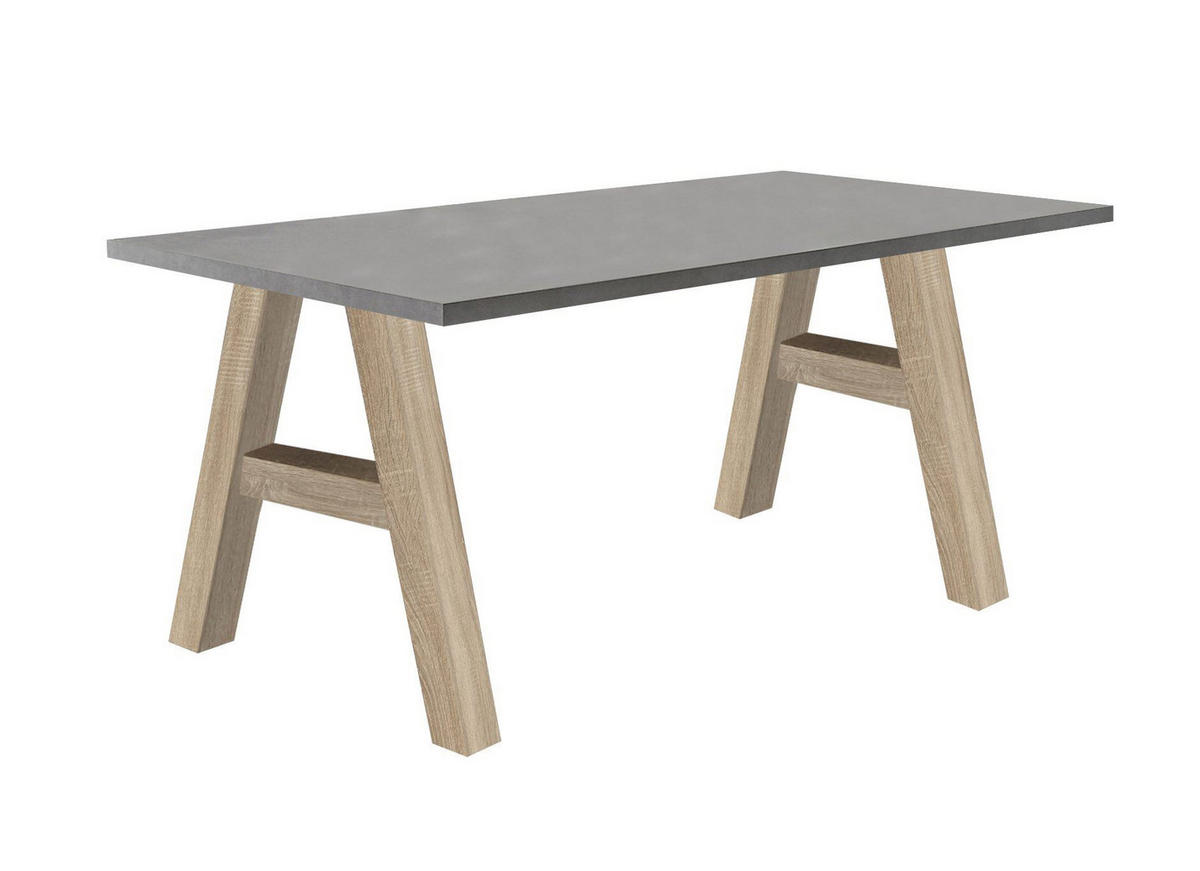 SCHREIBTISCH Edi 4 140 x 70 x 75 Bürotisch eiche sägerau/graphit - Grau, Holz (140/70/75cm) - 58aufmkessel