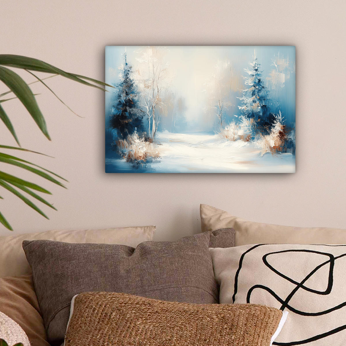 LEINWANDBILD Wald - Winter - Natur - Abstrakt - Schnee 30x20 cm - Weiß, Textil (30/20cm) - MuchoWow