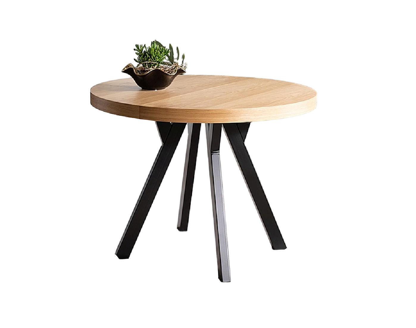 ESSTISCH rund Eiche Natur - Schwarz ausziehbar - Eichefarben/Schwarz, Holzwerkstoff (100/100/76cm) - designimpex